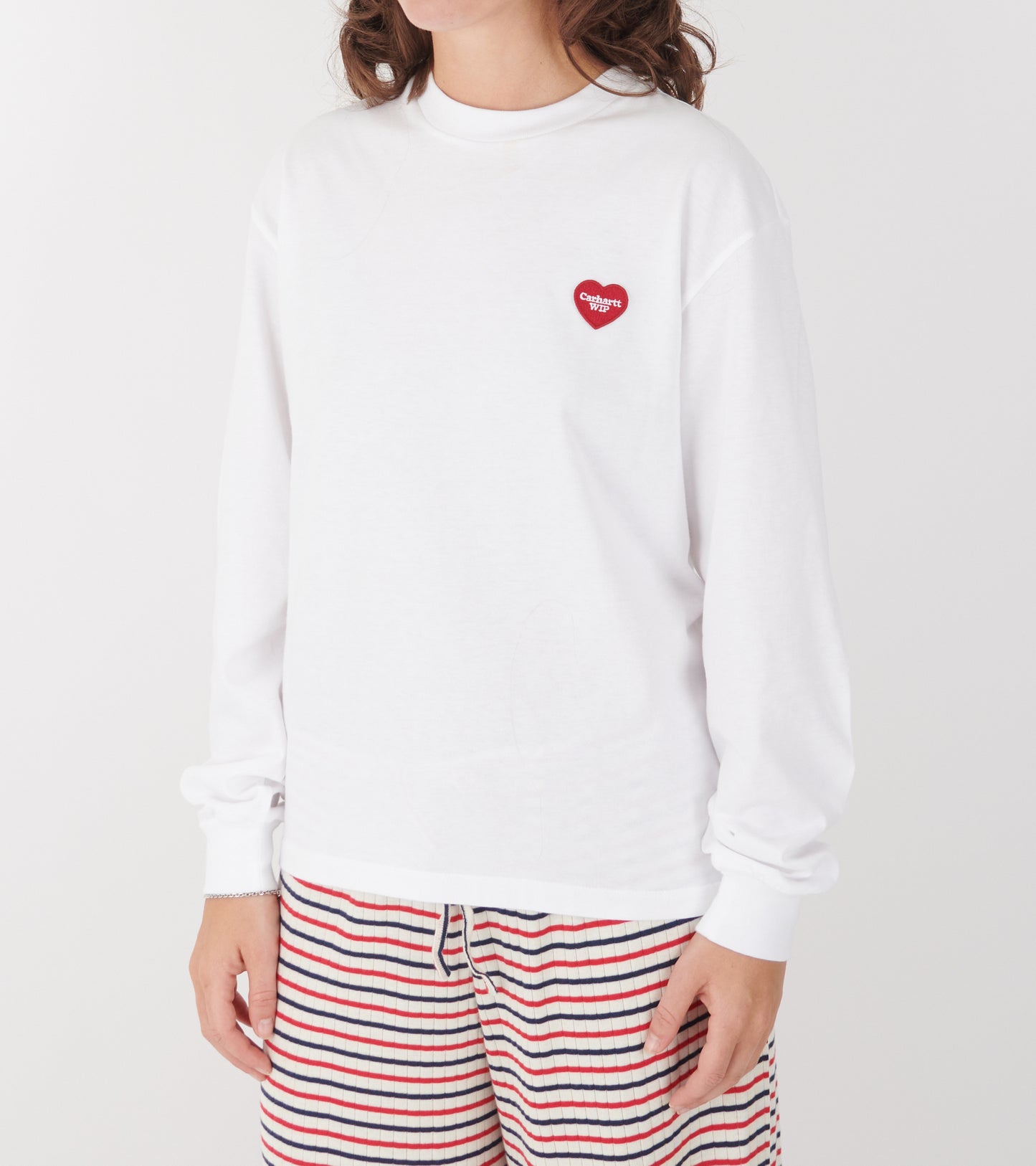 W L/S Heart Patch T-shirt White