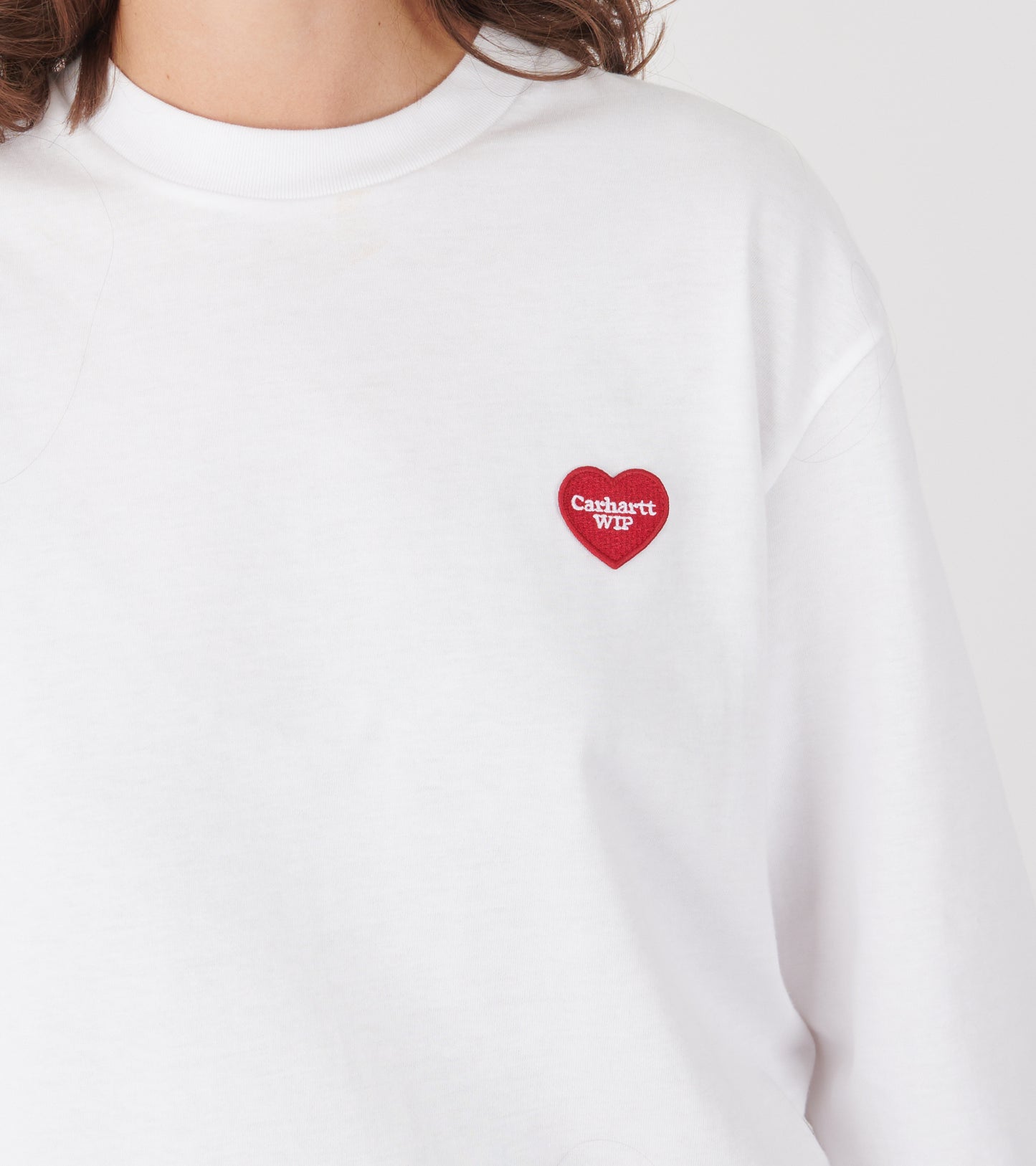 W L/S Heart Patch T-shirt White