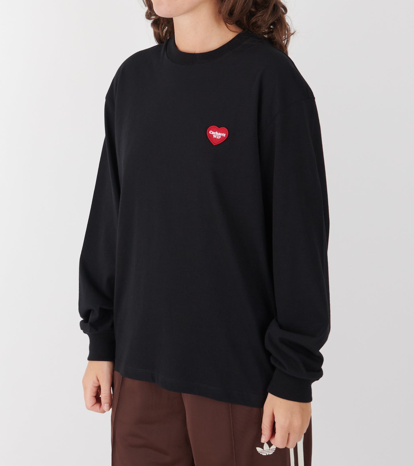 W L/S Heart Patch T-shirt Black