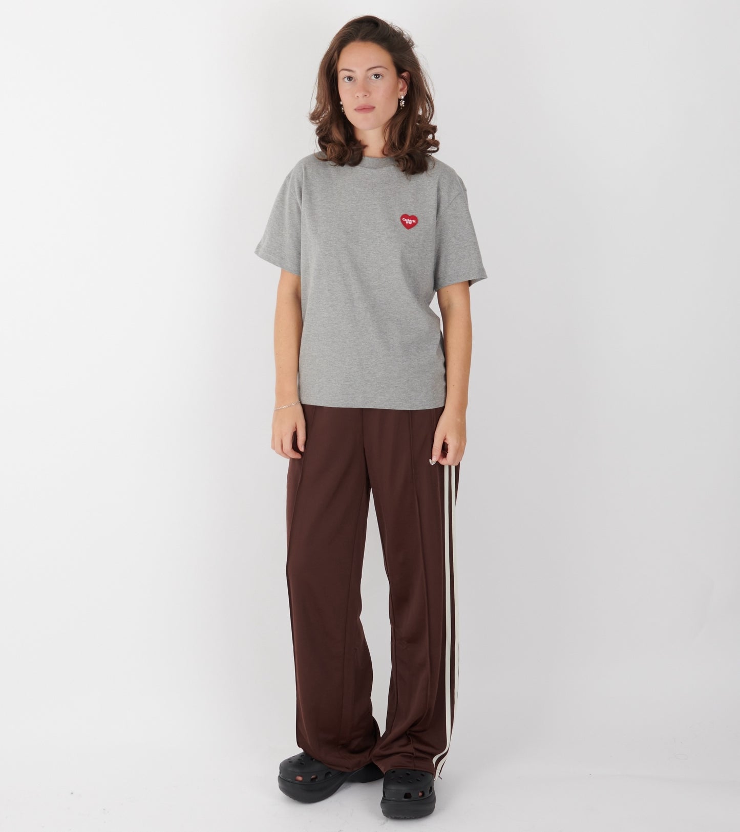 W S/S Heart Patch T-shirt Grey Heather