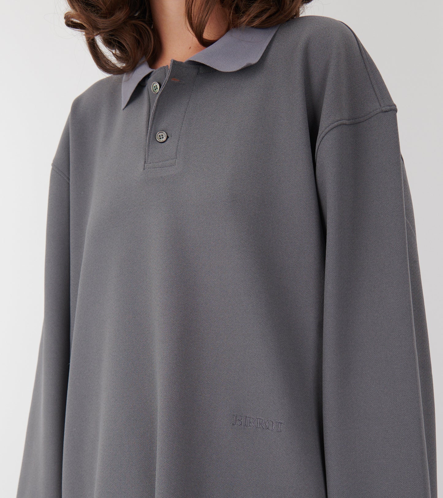 Lay2 Long-Sleeve Polo Silver