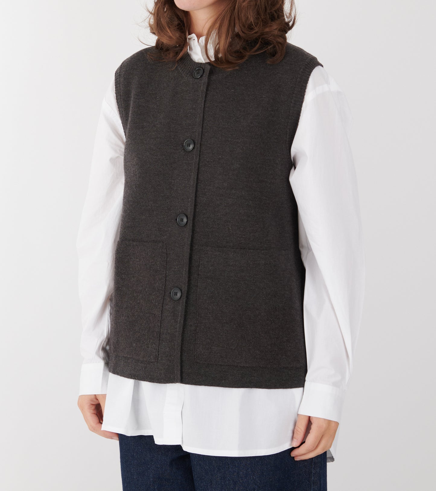 Elva Vest Dark Brown Melange