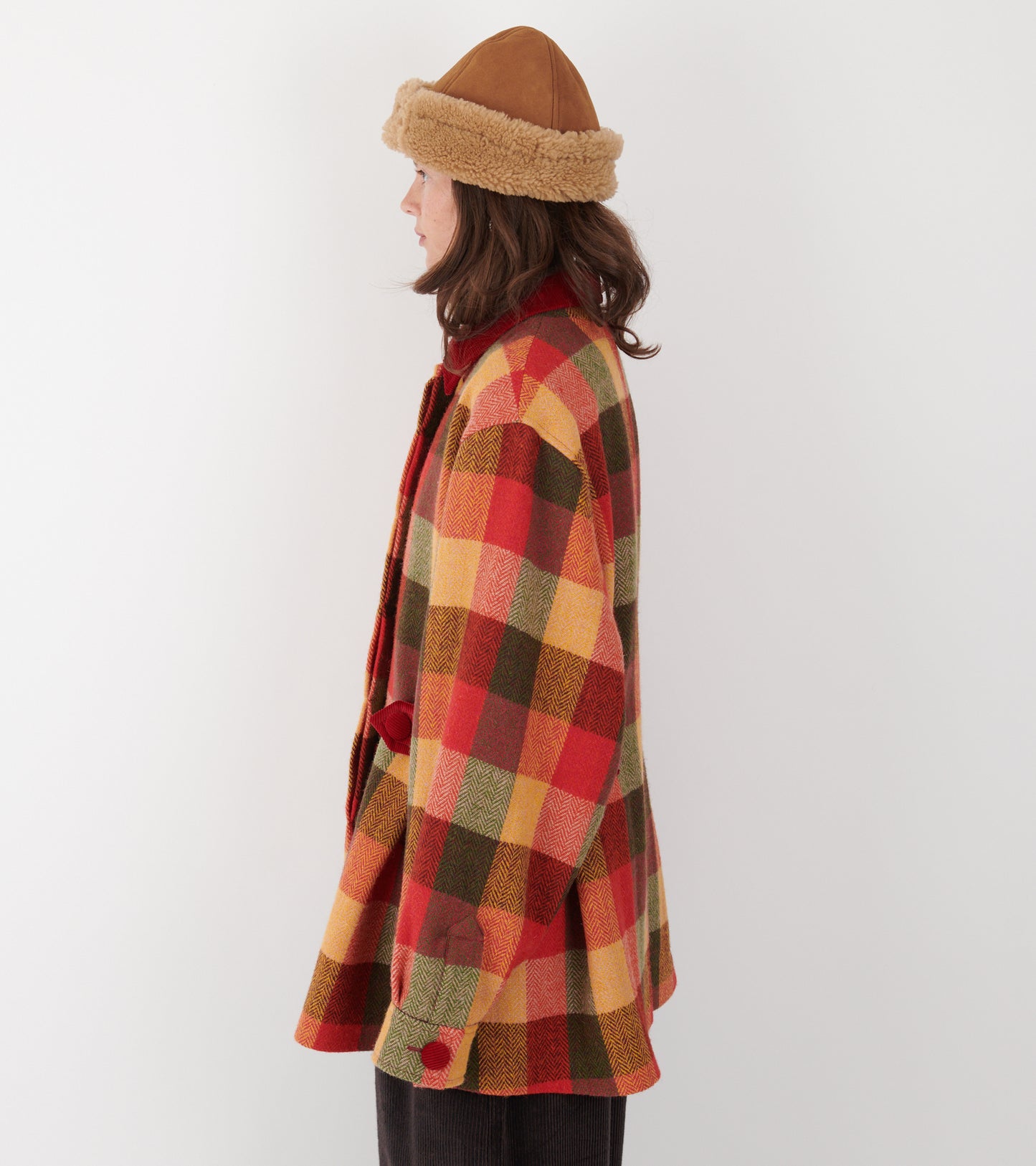Amanda Coat Red/Orange Check