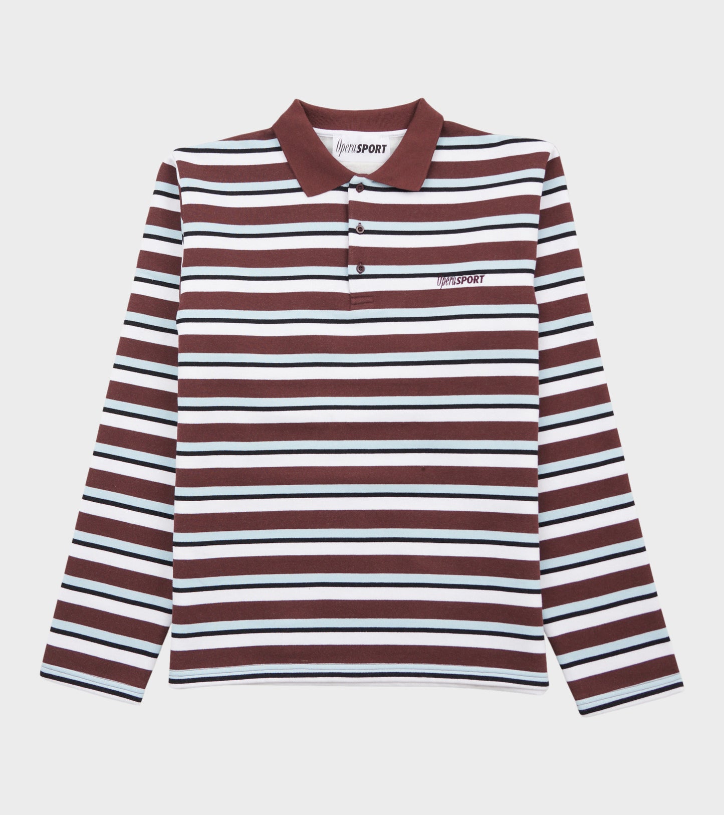 Roland Unisex Polo Brown/Light Blue Stripes
