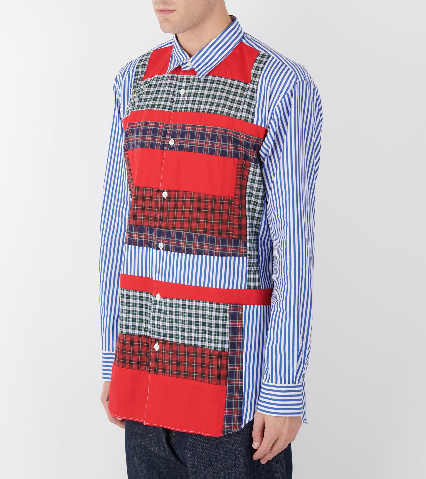 Checkered Patchwork Shirt Blue/Red/Green Mix