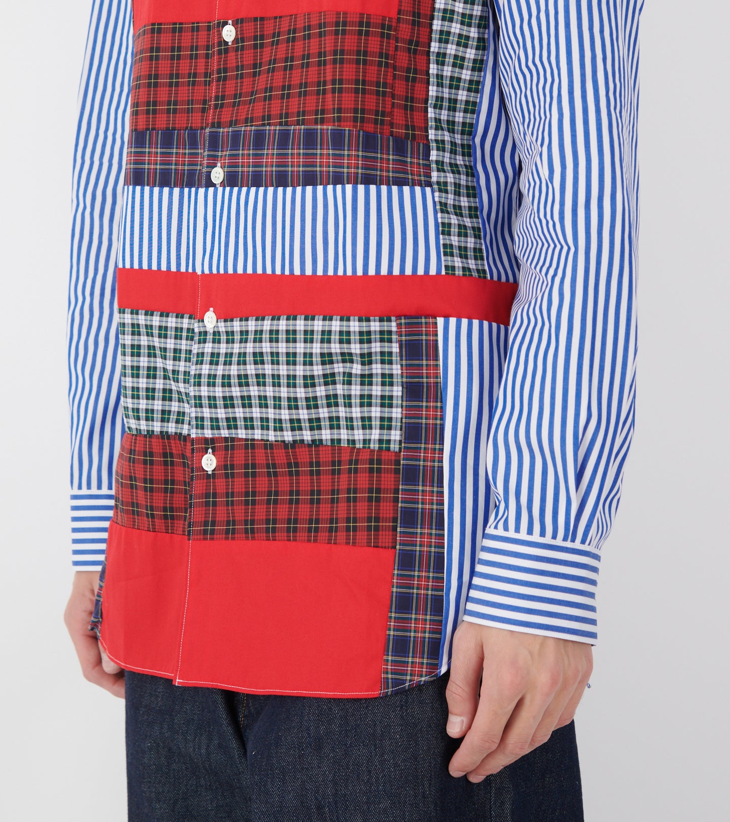 Checkered Patchwork Shirt Blue/Red/Green Mix