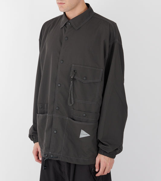 Crinkled Nylon Shirt Jacket Dark Grey