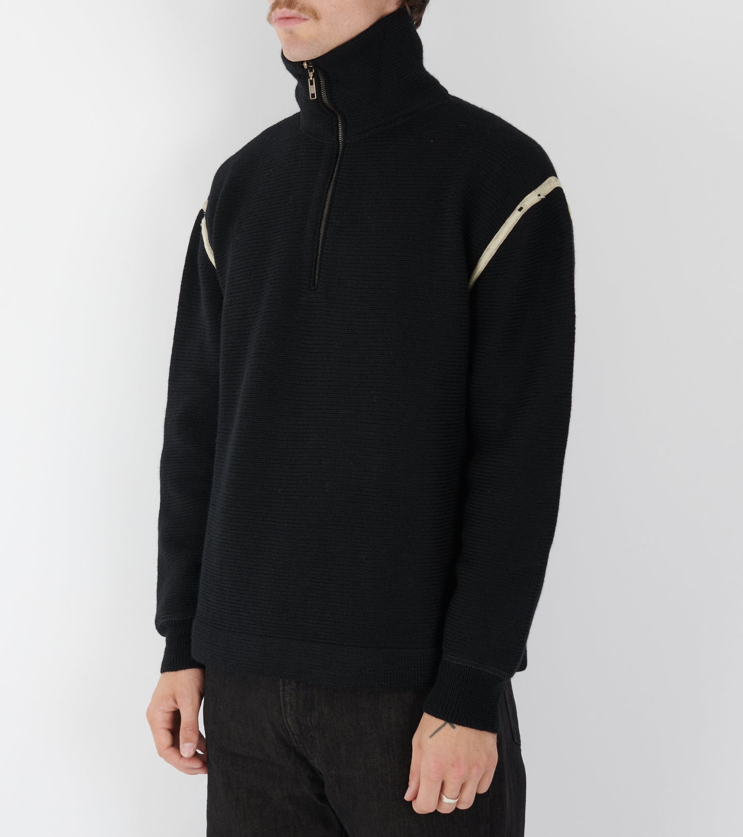 Chunky Wool Half-zip Black