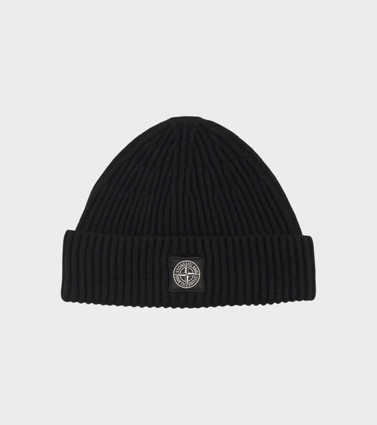 Rib Wool Logo Beanie Black