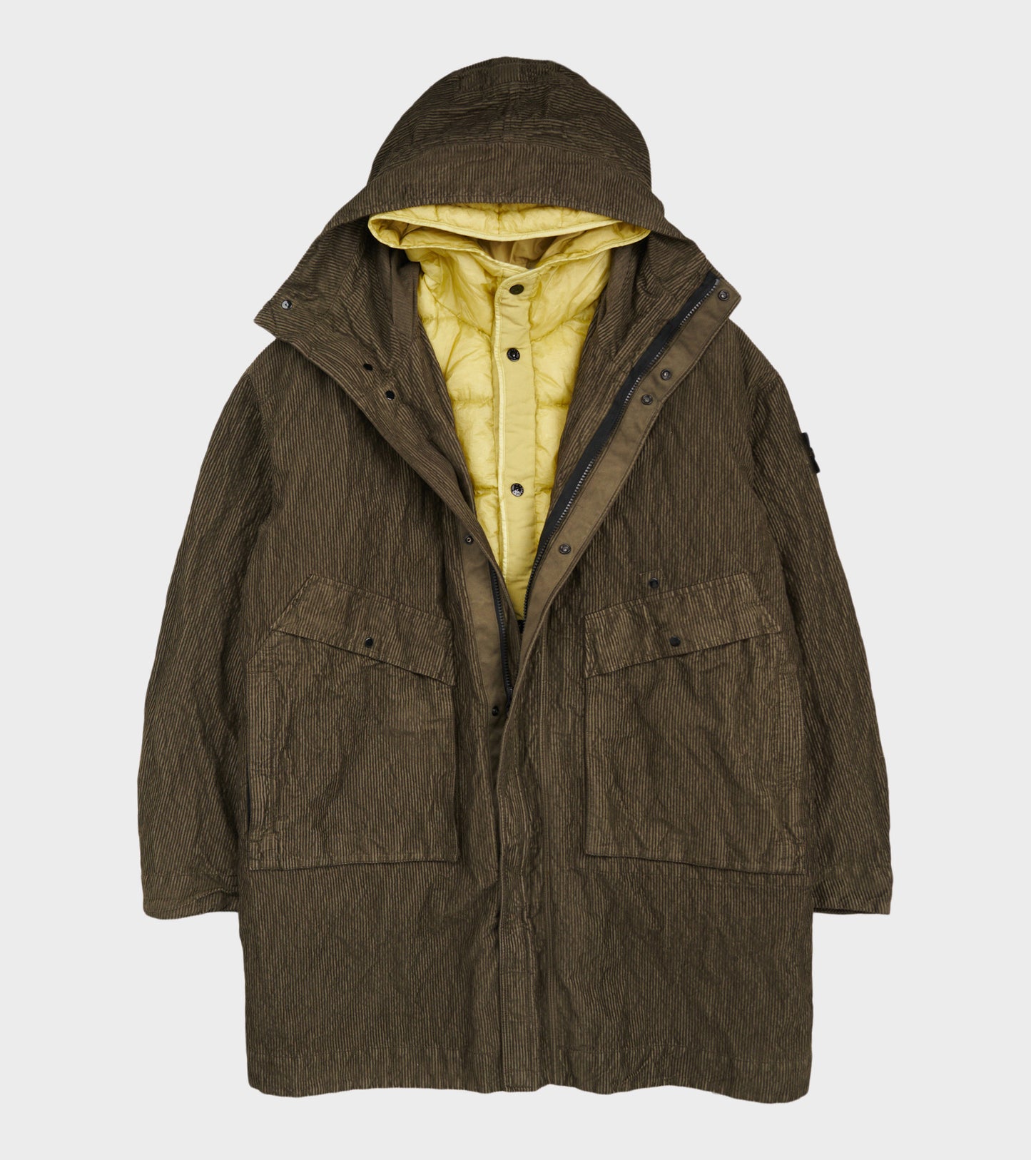 Wrinkled Corduroy Coat Military Green