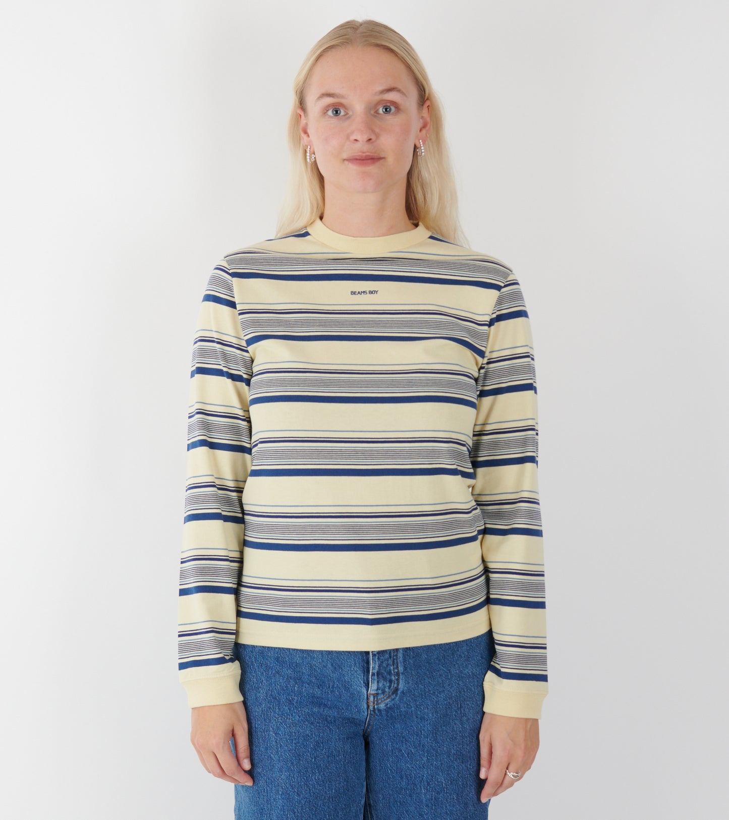 Mini Logo L/S T-shirt Ivory/Blue Stripes