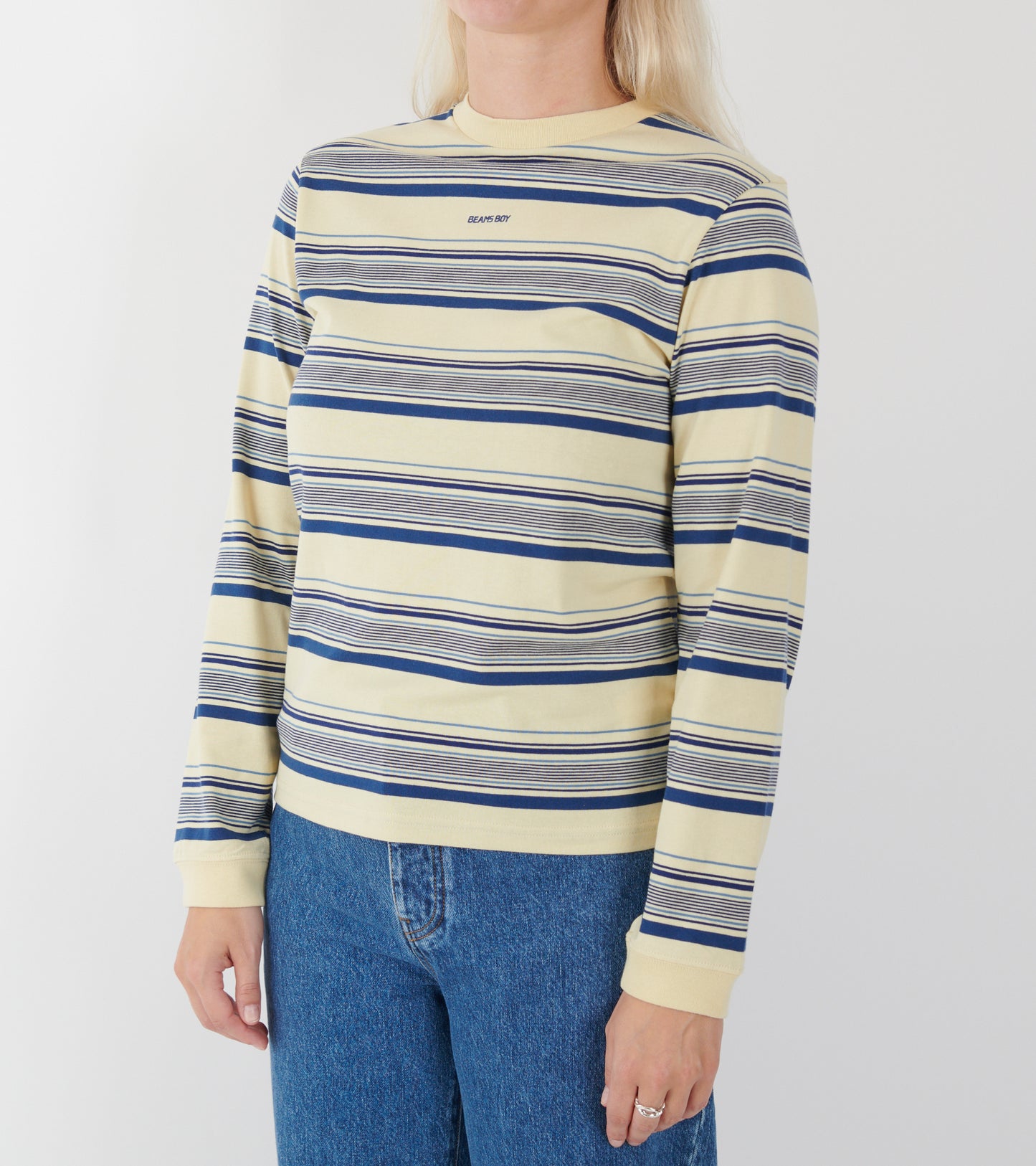 Mini Logo L/S T-shirt Ivory/Blue Stripes