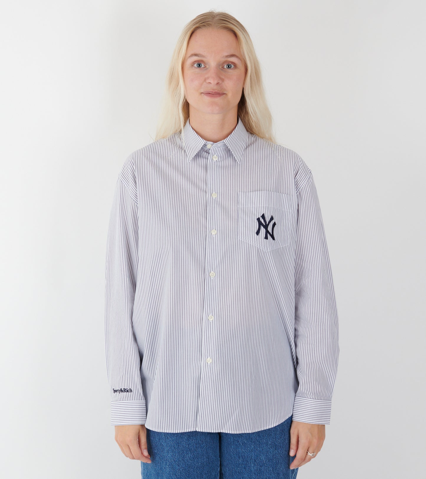 Yankees Serif Oversized Shirt Navy Striped