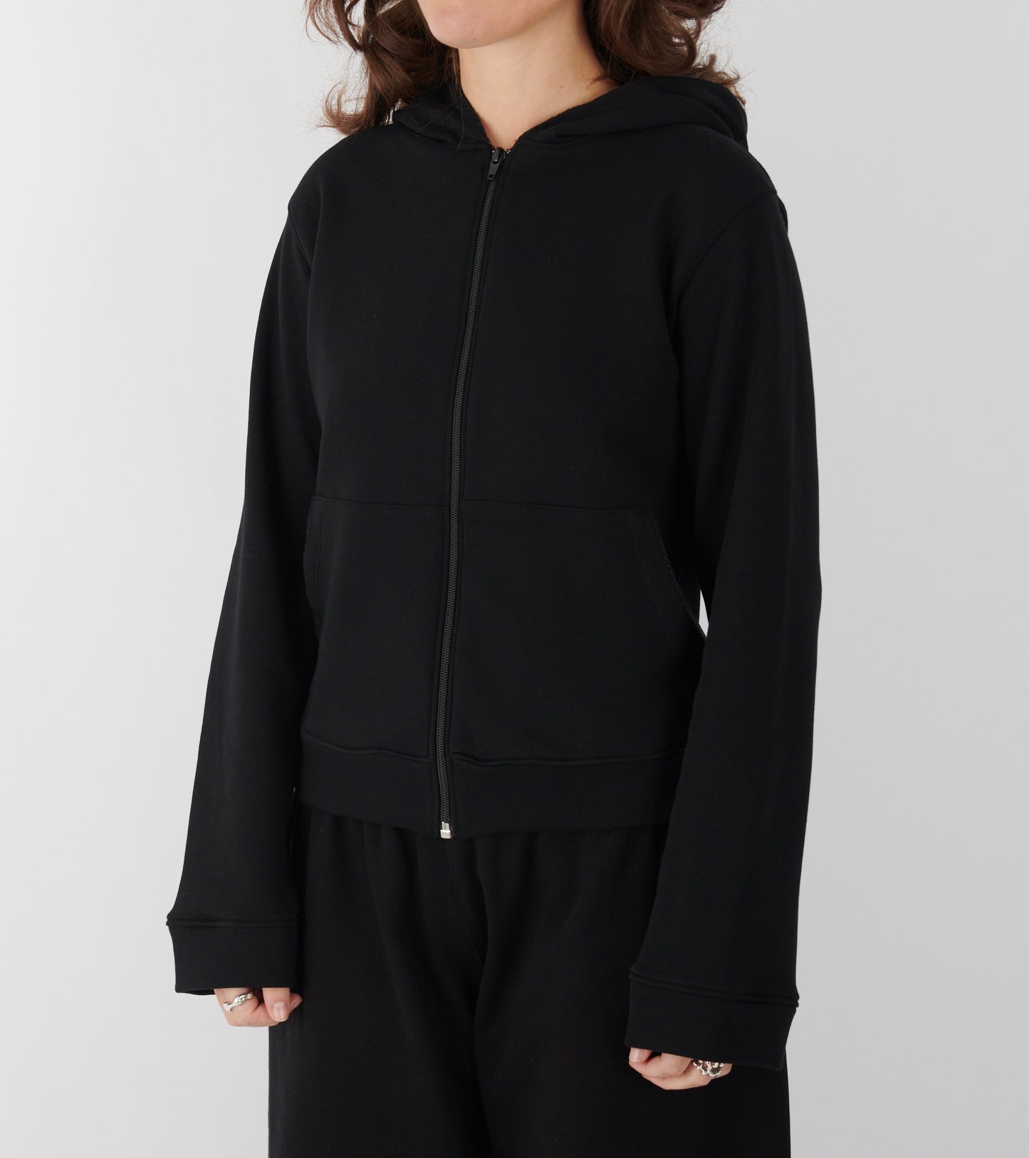 Lace Zip-up Hoodie Black