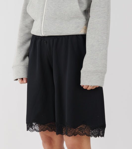 Lace Bermuda Sweat Shorts Black