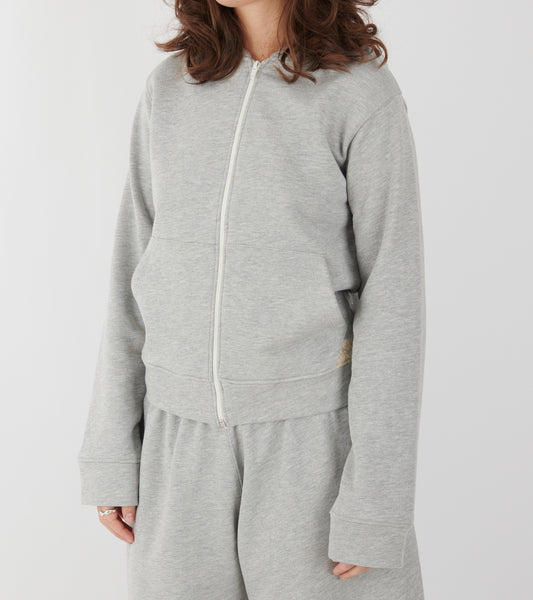 Lace Zip-up Hoodie Light Grey Melange