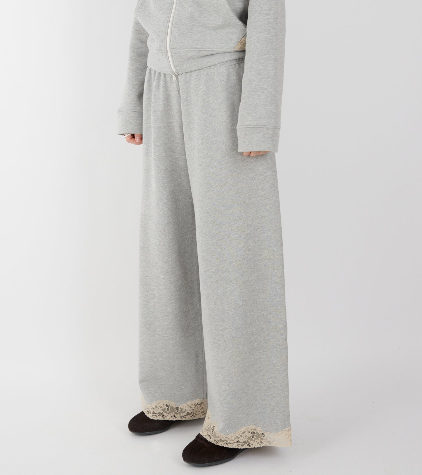 Lace Sweatpants Light Grey Melange