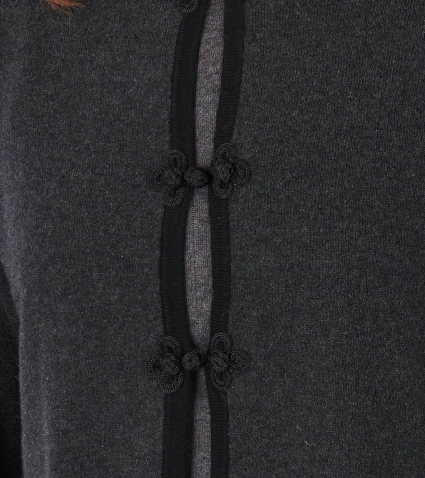 Floral Knot Button Cardigan Charcoal