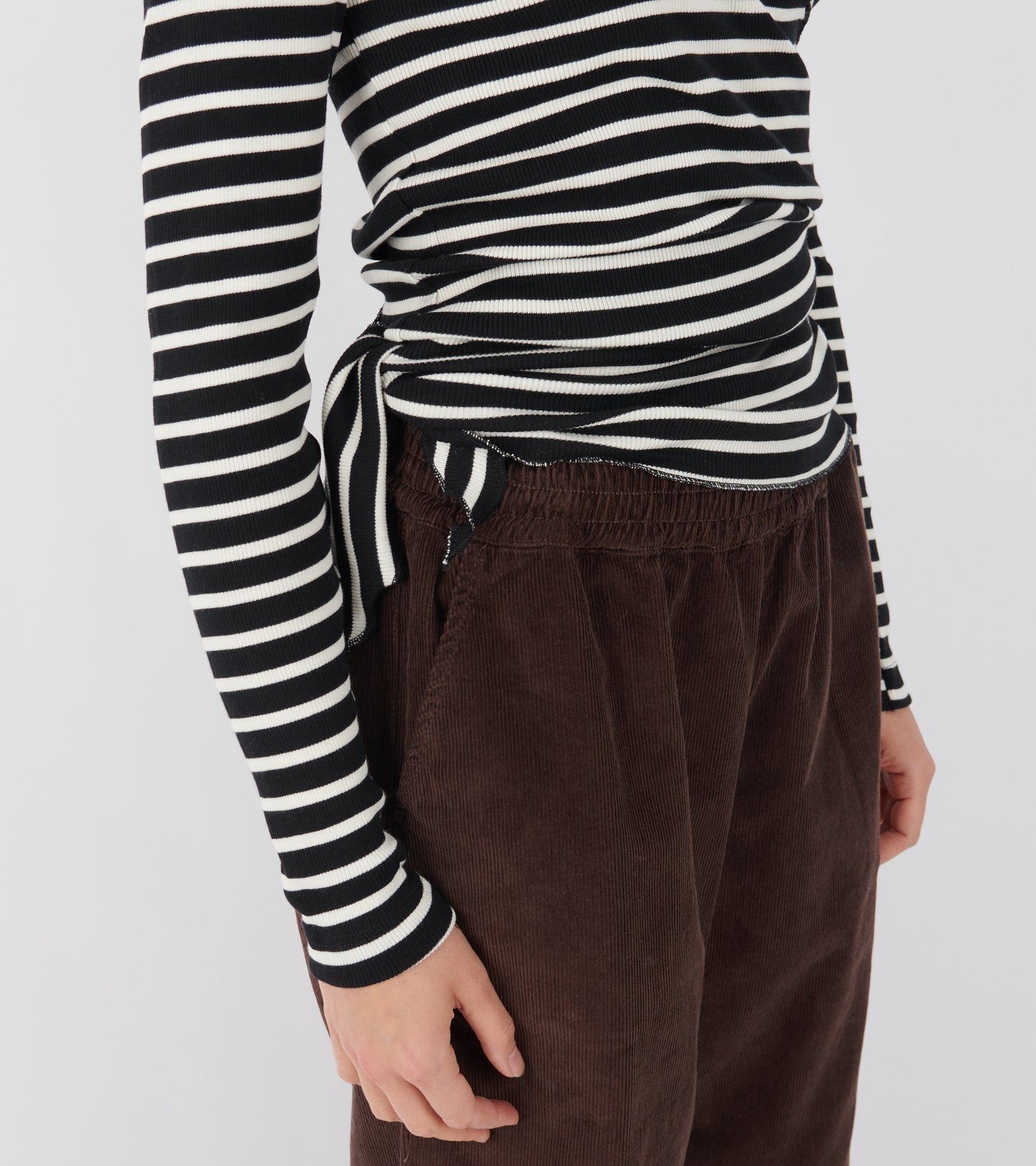 Wrap Top Stripe Black/Ecru