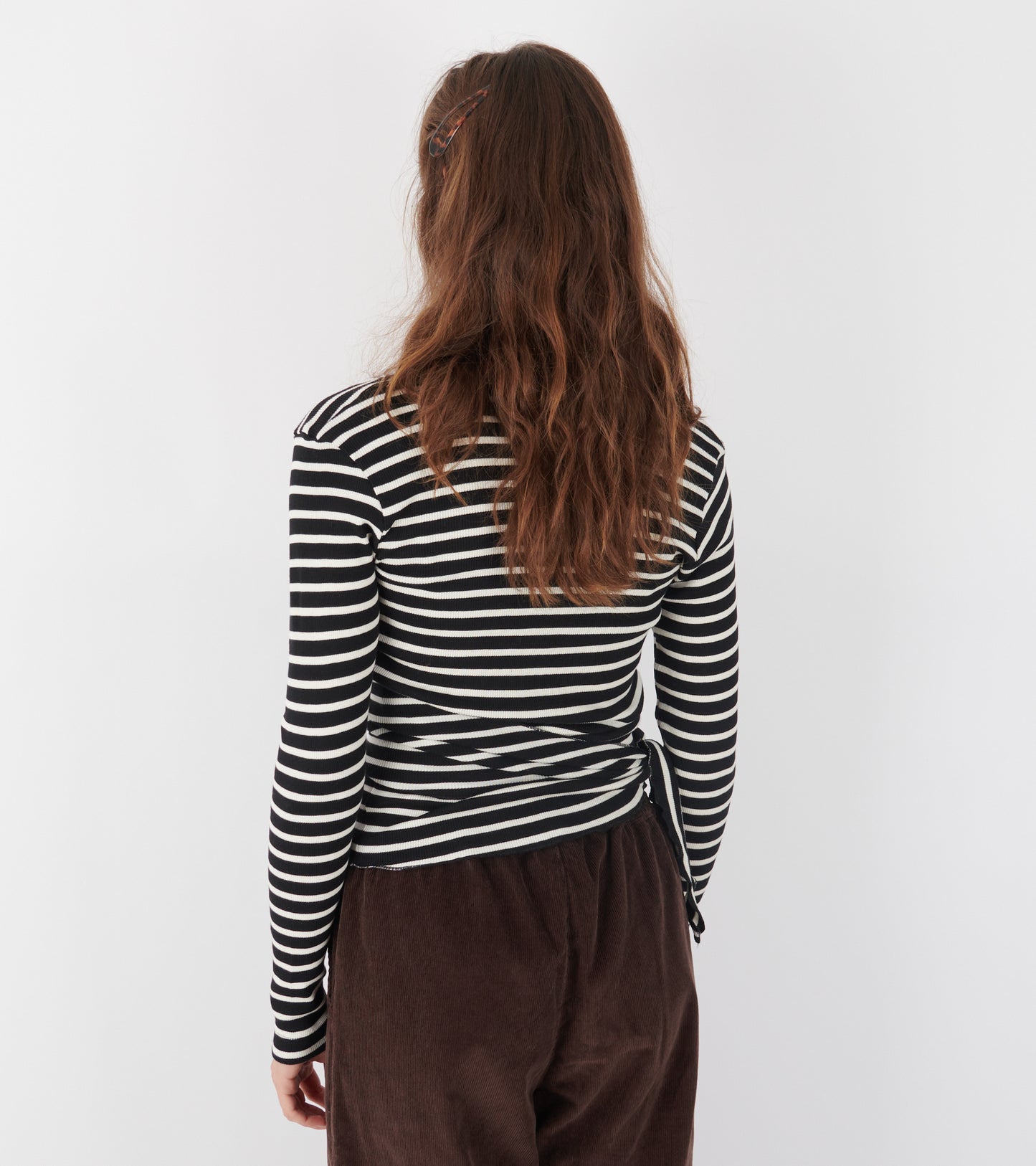 Wrap Top Stripe Black/Ecru