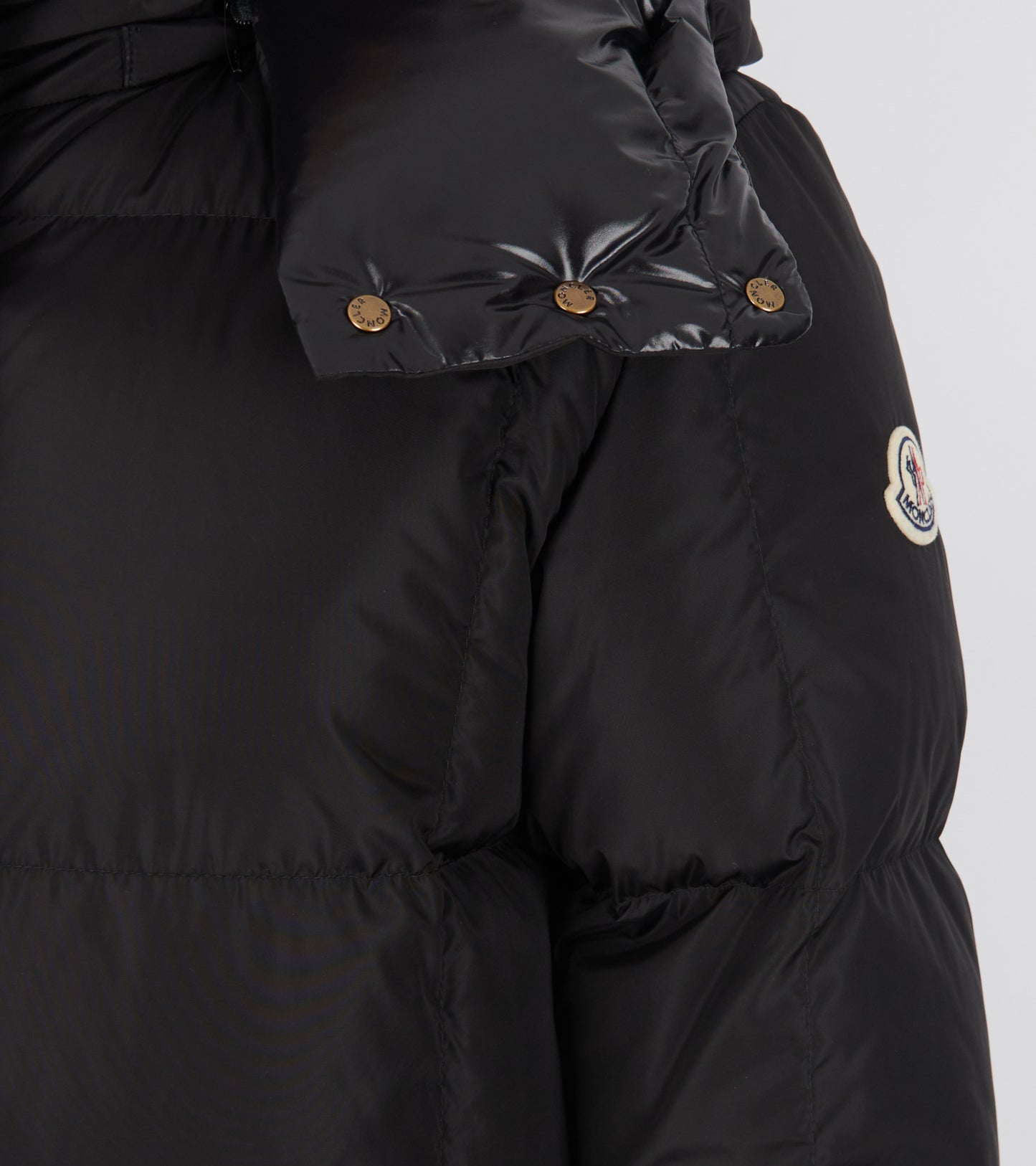 Litte Square Quilted Hooded Long Down Jacket Black
