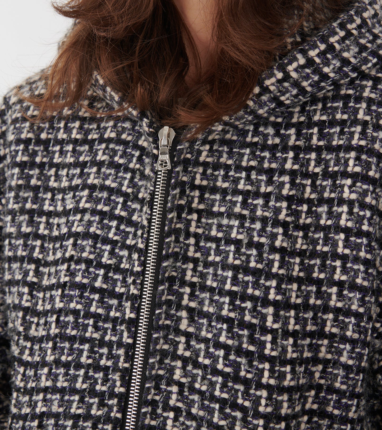 Bouclé Hooded Zip-up Jacket Confetti
