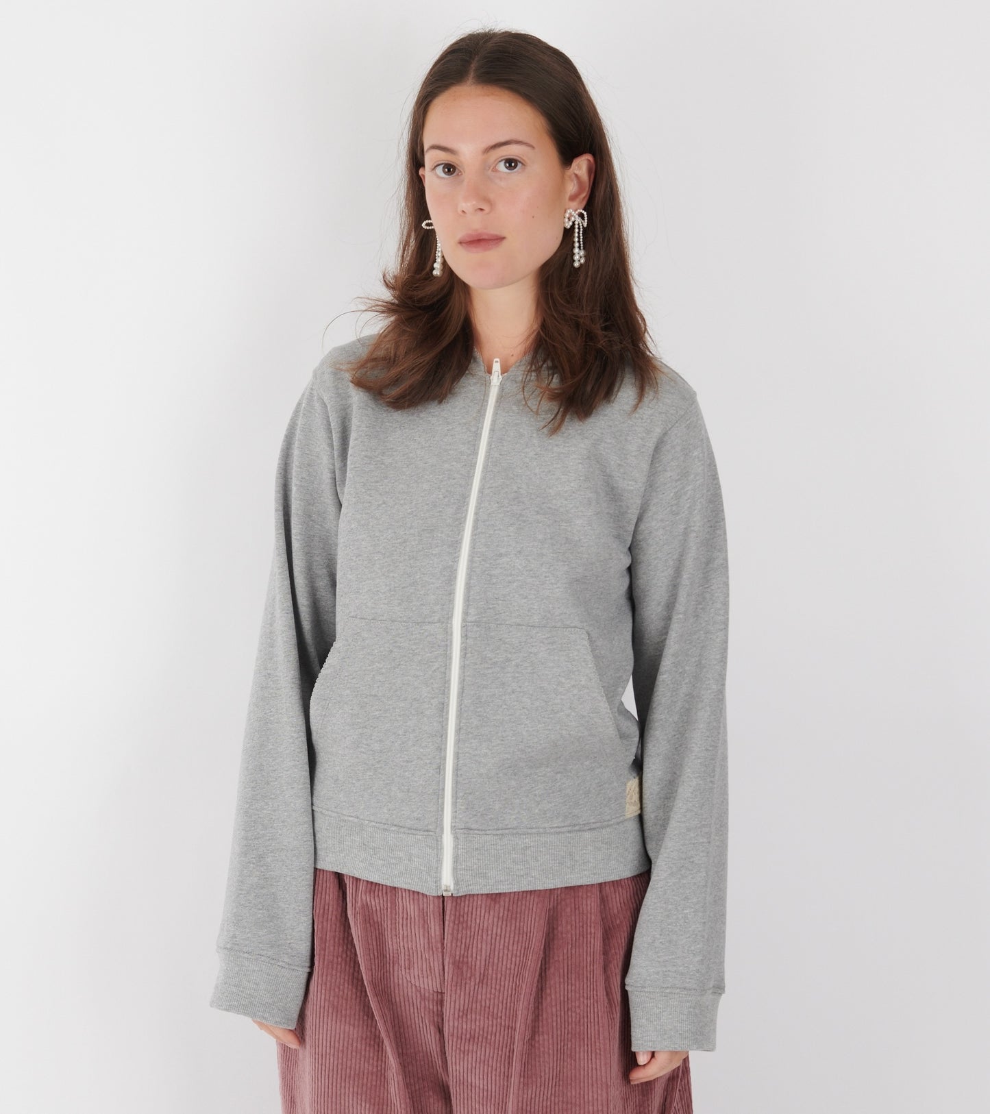 Lace Zip-up Hoodie Dark Grey Melange