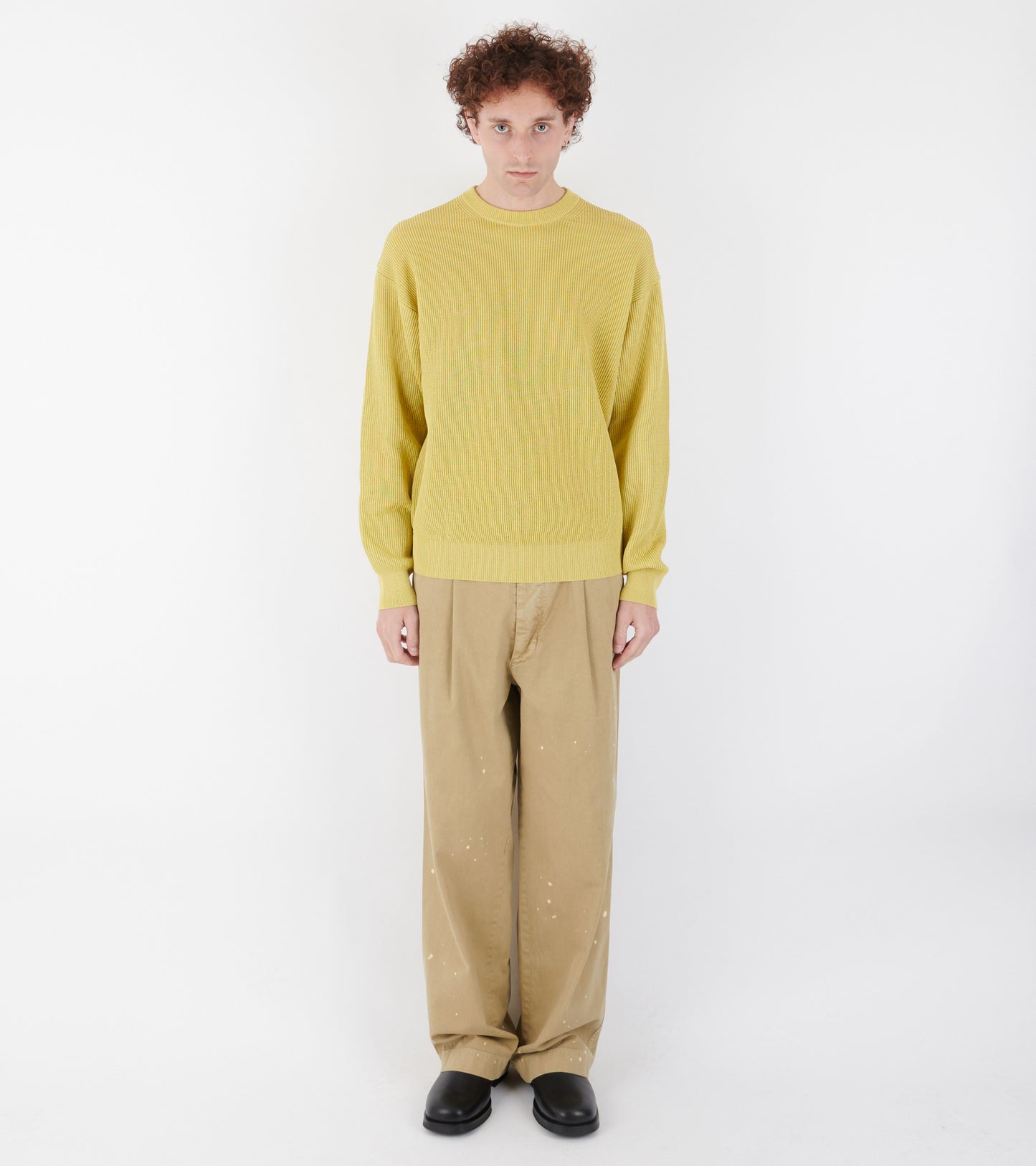 Flat Yarn Rib Knit P/O Dusty Yellow