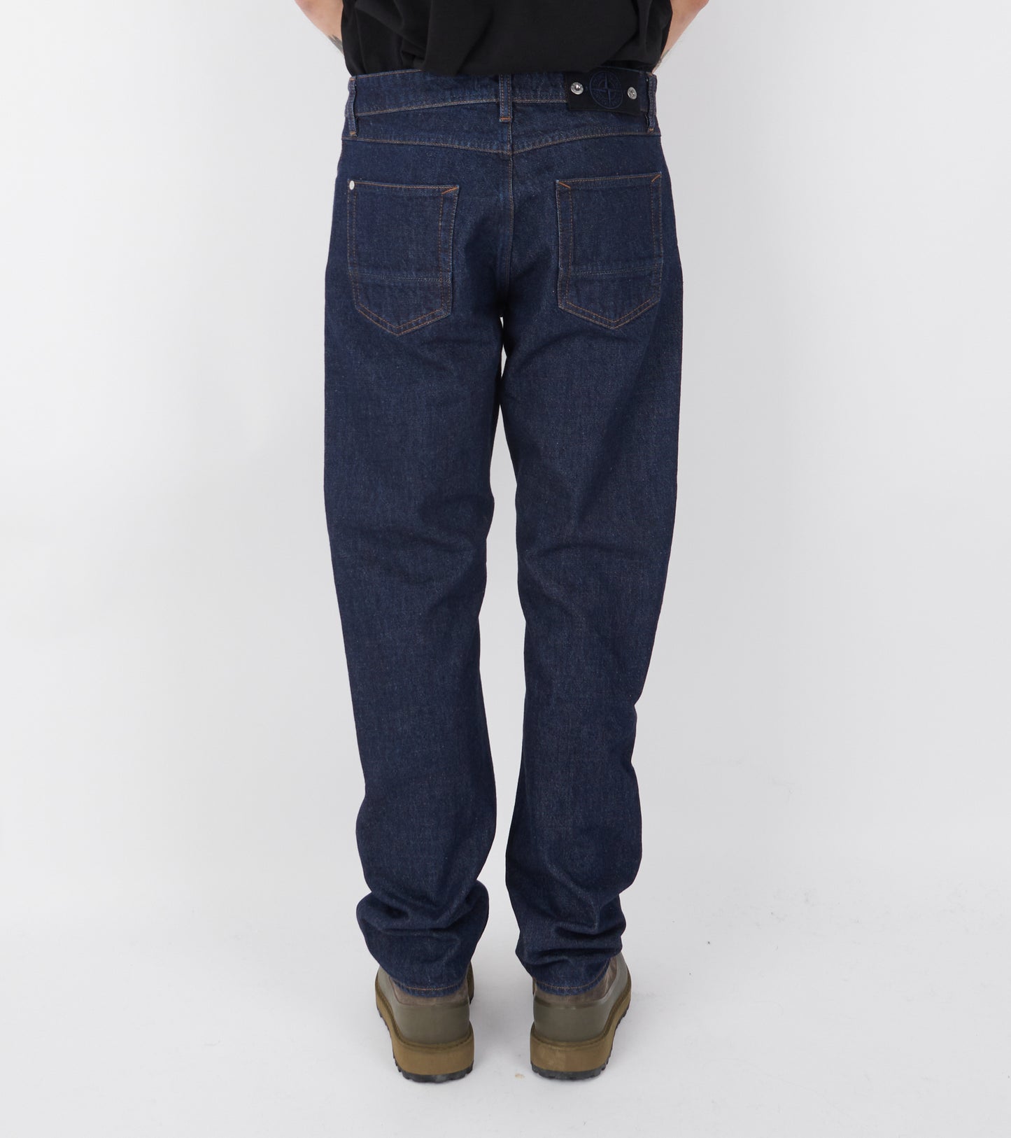 Indigo Denim Rinsed Straight Jeans Dark Blue