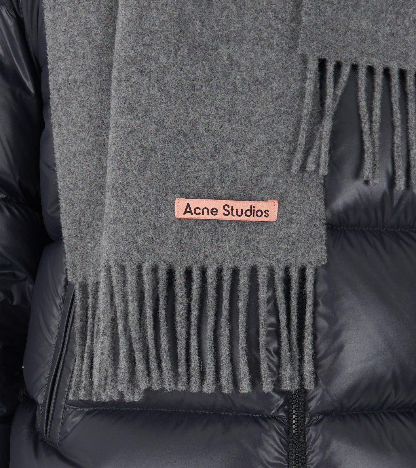 Skinny Fringed Scarf Grey Melange