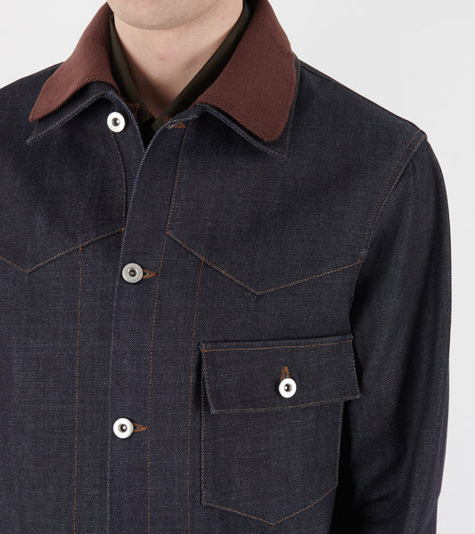 Diagonal Cotton Denim Jacket Magnet