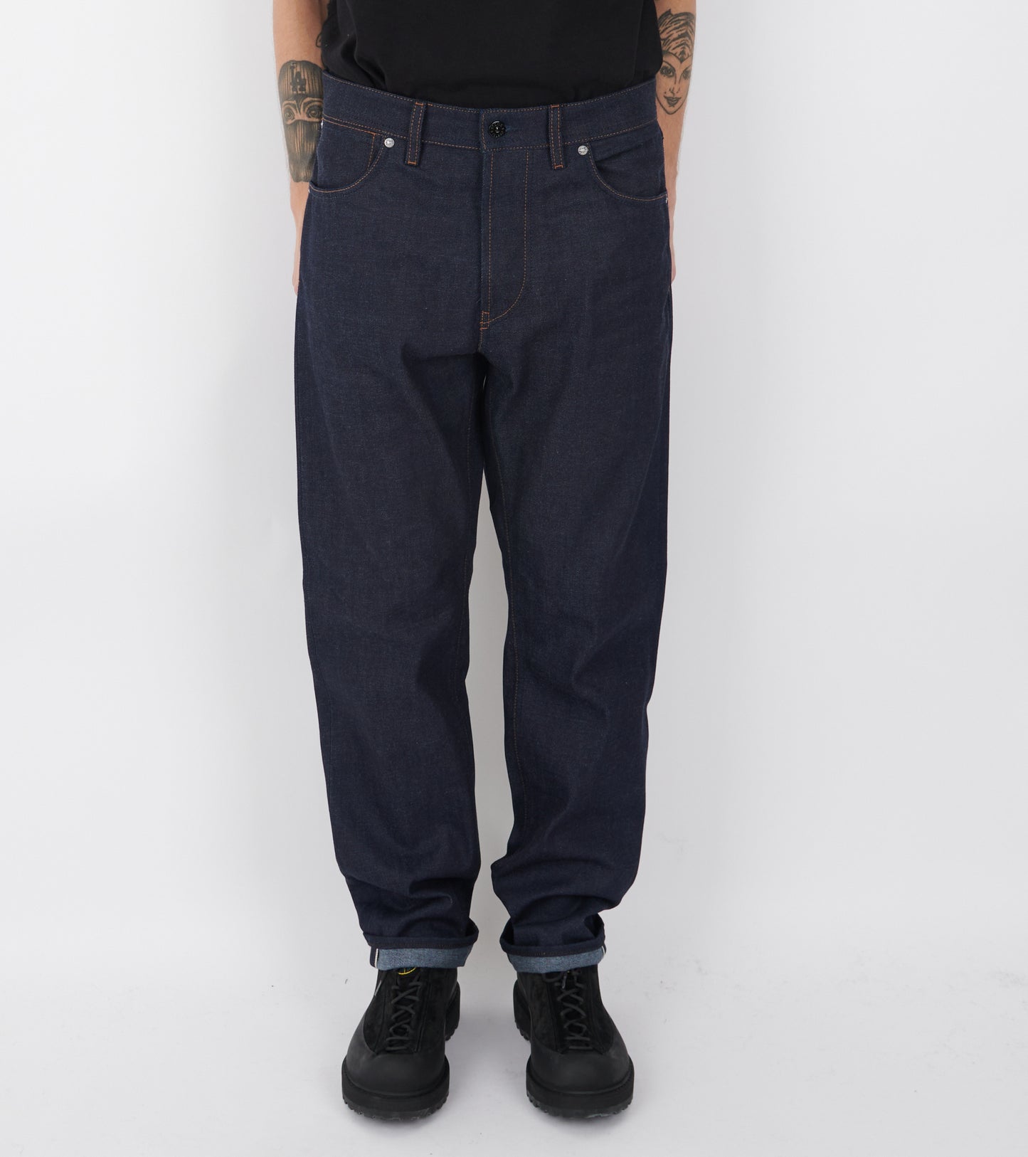 Selvedge Indigo Denim Raw Straight Jeans Dark Blue