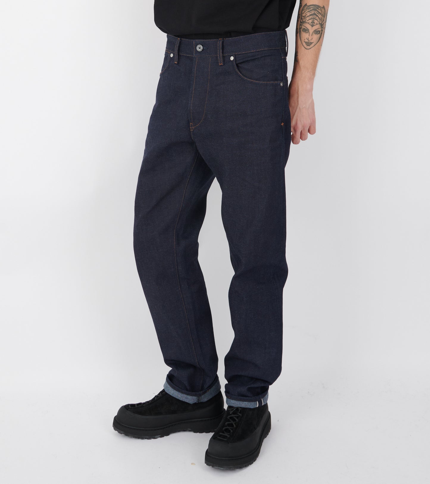 Selvedge Indigo Denim Raw Straight Jeans Dark Blue
