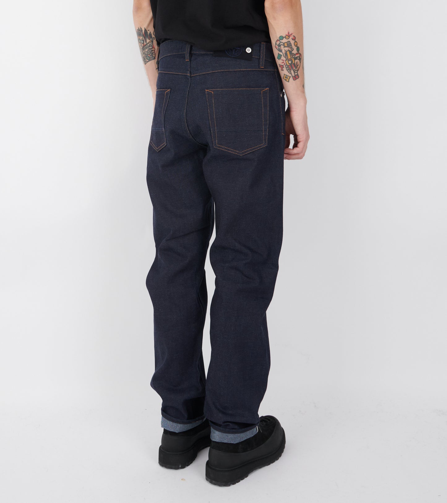 Selvedge Indigo Denim Raw Straight Jeans Dark Blue