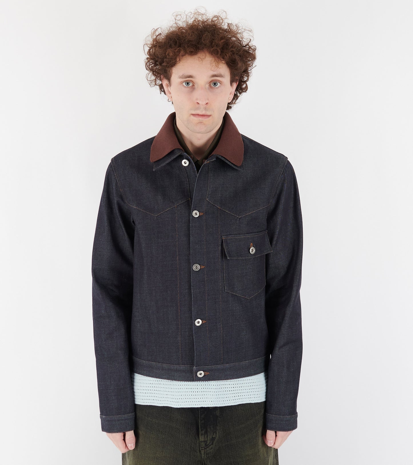 Diagonal Cotton Denim Jacket Magnet