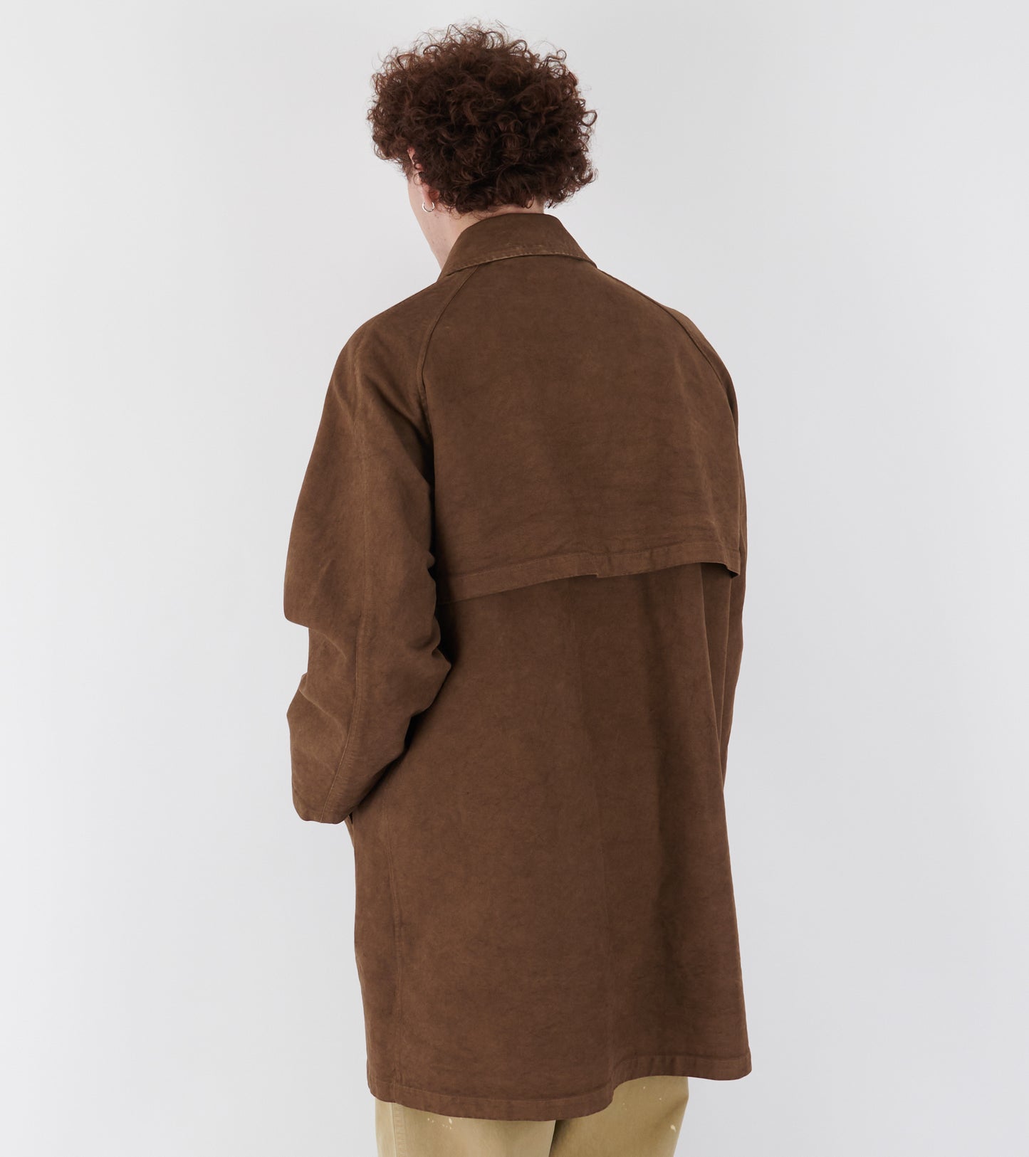 Garment Dyed Organic Cotton Heavy Twill Short Coat Dark Brown