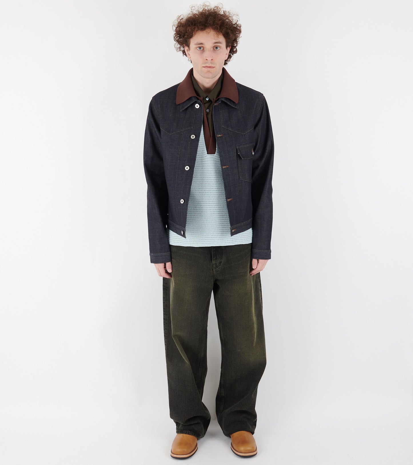 Diagonal Cotton Denim Jacket Magnet