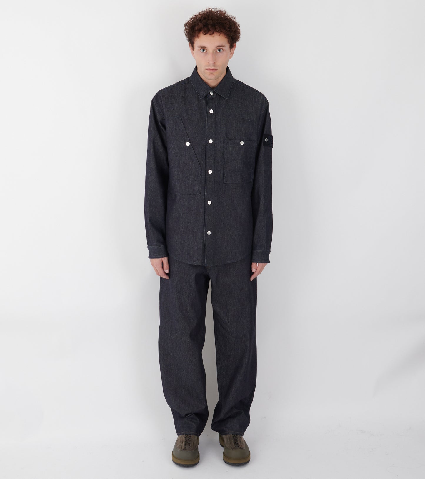 Indigo Denim Raw Loose Jeans One Wash Blue
