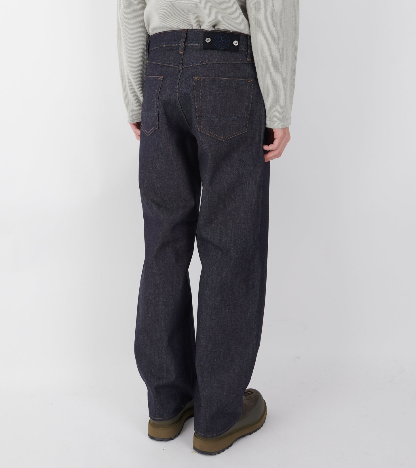 Indigo Denim Raw Loose Jeans One Wash Blue