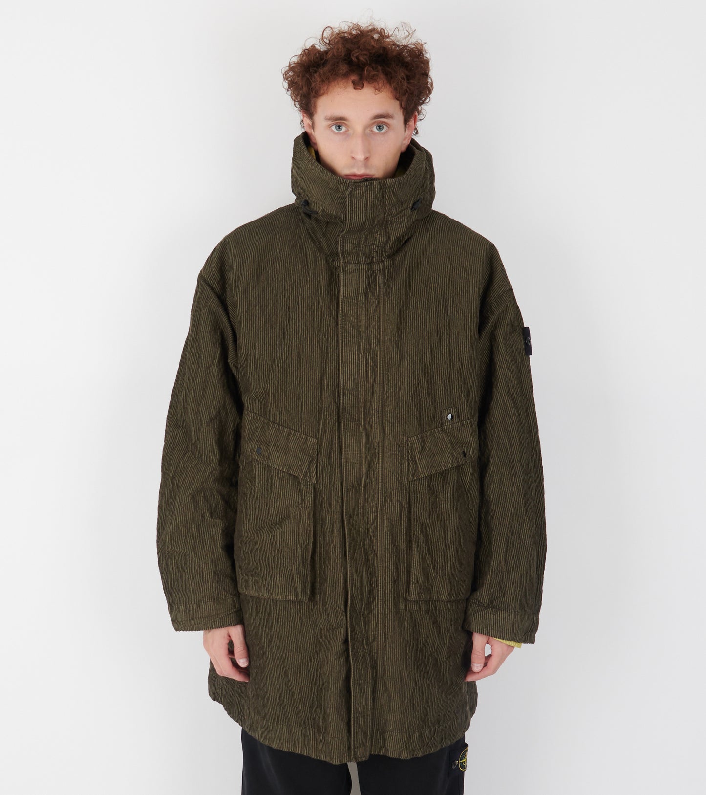 Wrinkled Corduroy Coat Military Green