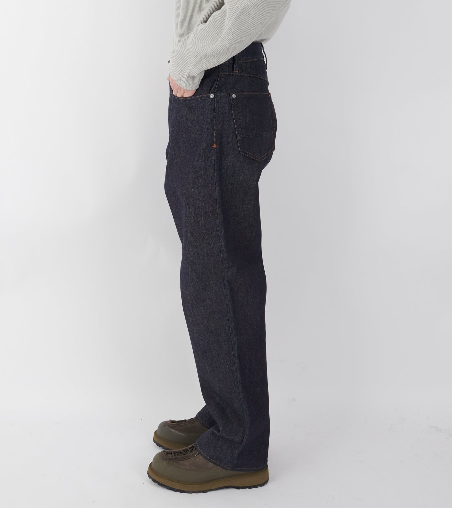 Indigo Denim Raw Loose Jeans One Wash Blue