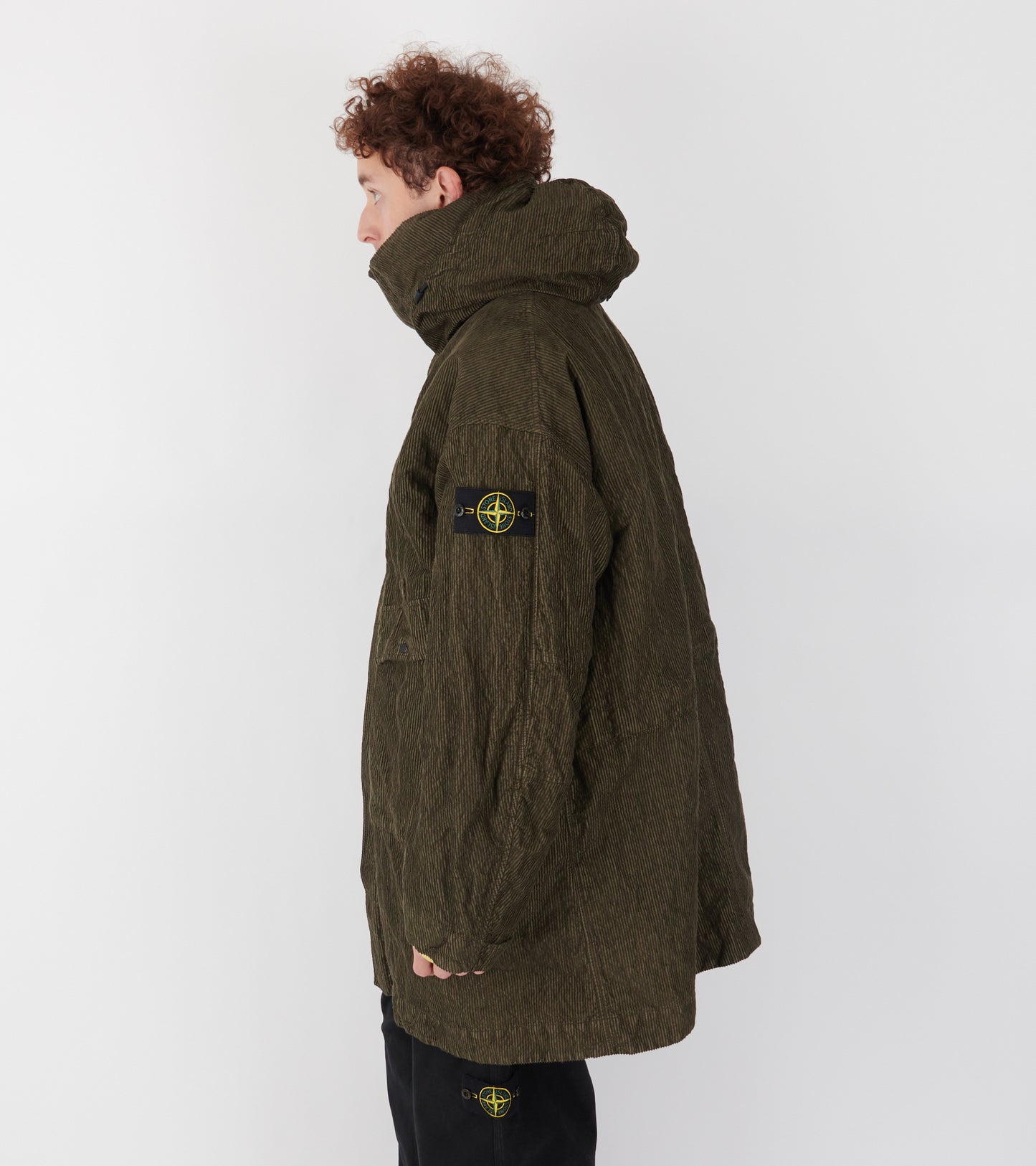 Wrinkled Corduroy Coat Military Green