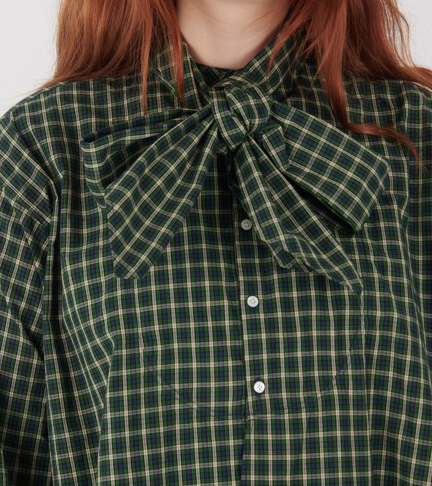 Check Bow Tie Shirt Dark Green