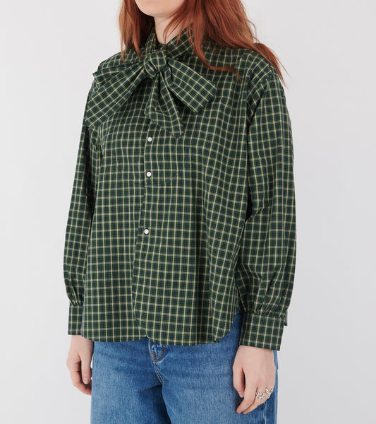 Check Bow Tie Shirt Dark Green