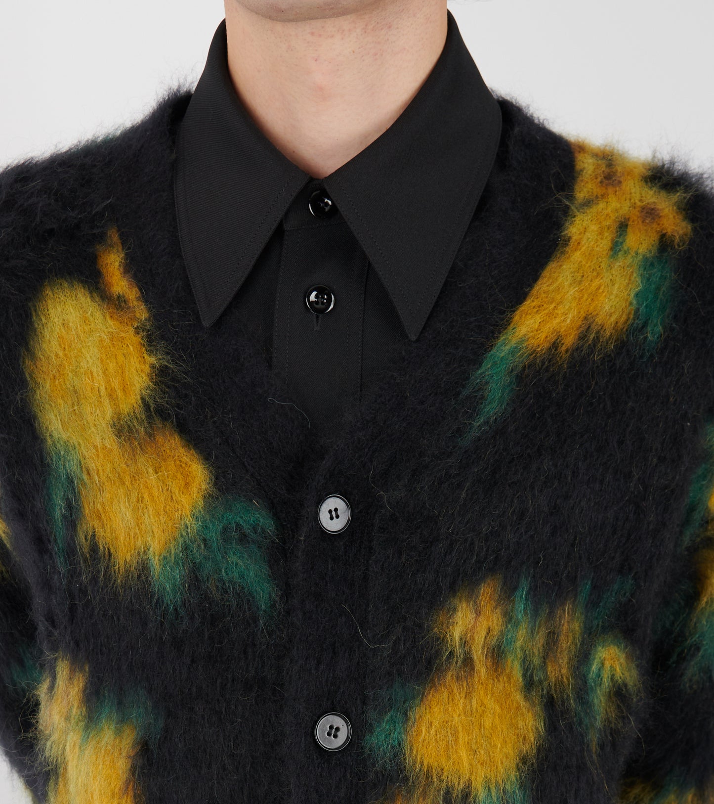 Floral Double Face Jacquard Knit Cardigan Black/Multi