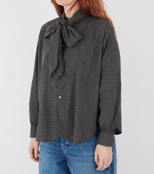 Check Bow Tie Shirt Black