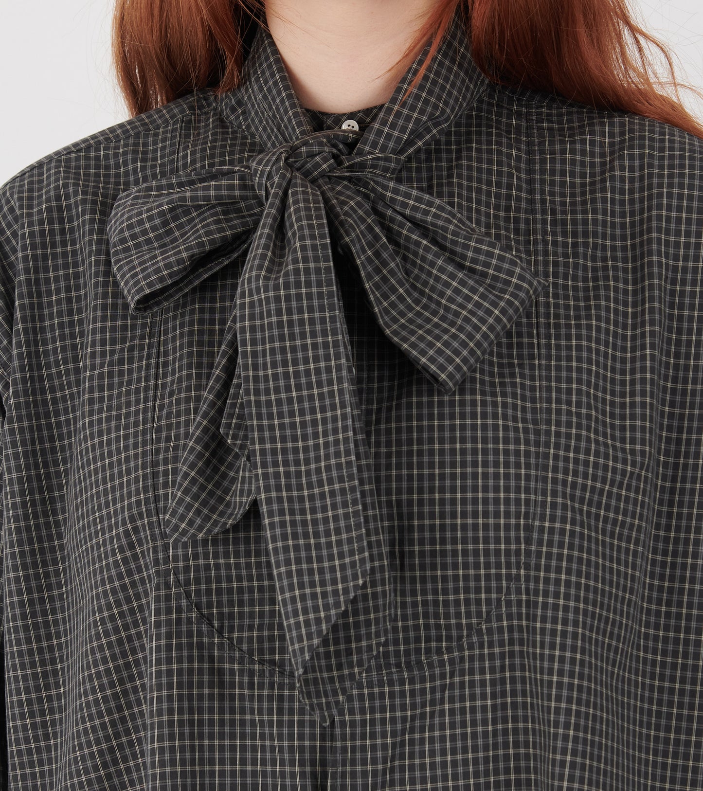 Check Bow Tie Shirt Black