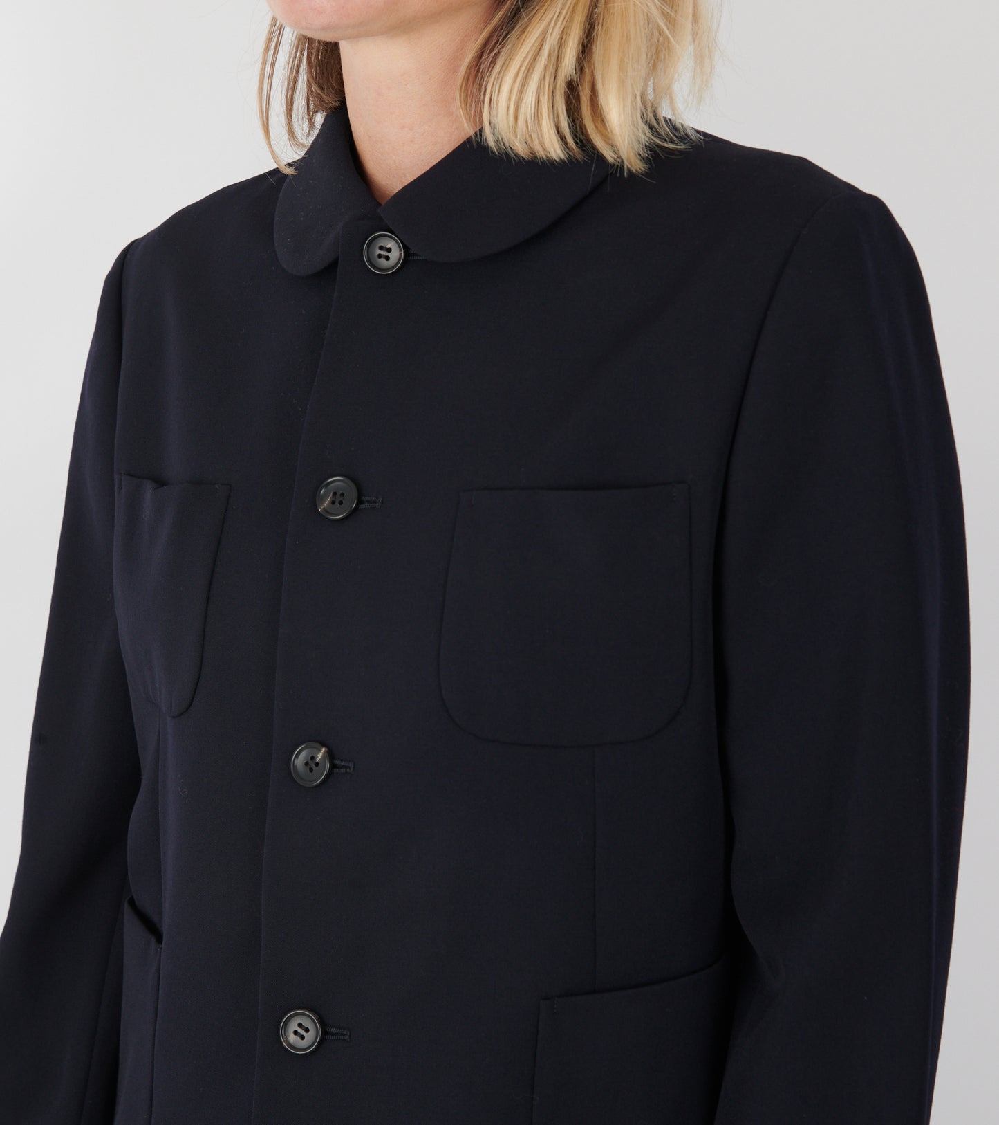 Round Collar Jacket Navy