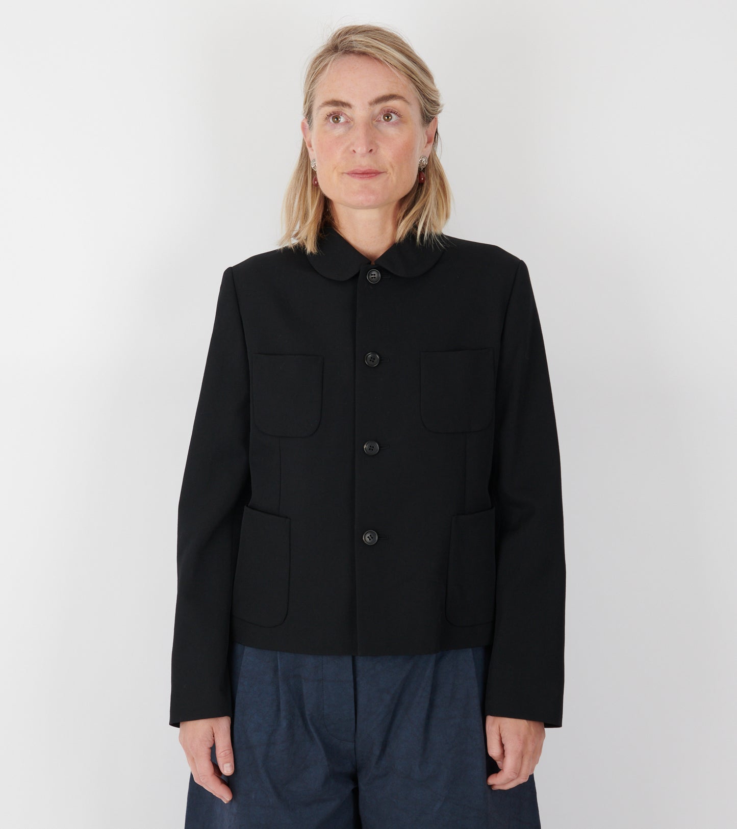 Round Collar Jacket Black
