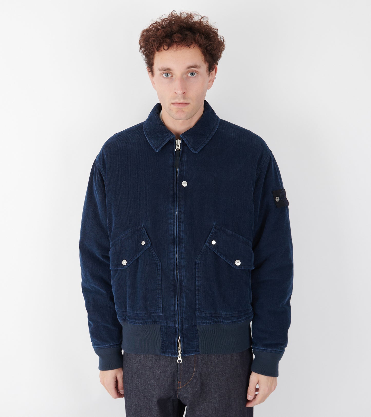 Micro Corduroy Rinsed Padded Jacket Dark Blue